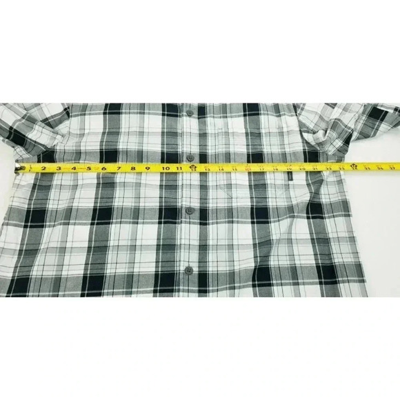 Columbia Large Regular Fit Pocket Logo Tag Short Sleeve Gray White Black Check - Picture 3 of 11